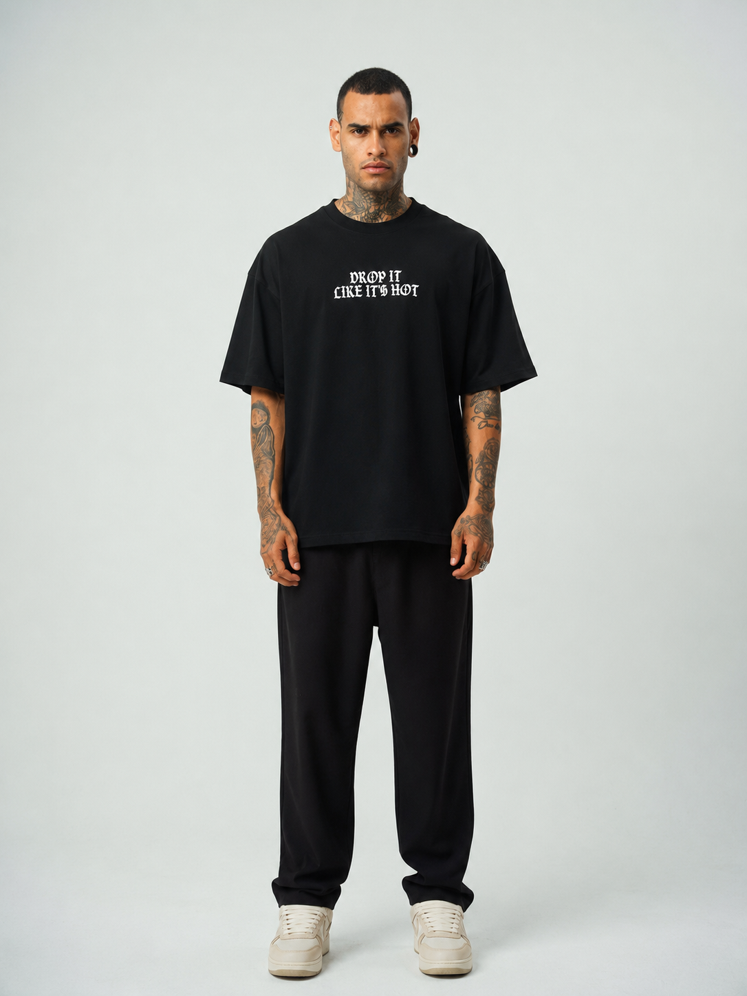Snopp Dogg  Baskılı Siyah Oversize T-Shirt
