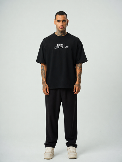 Snopp Dogg  Baskılı Siyah Oversize T-Shirt