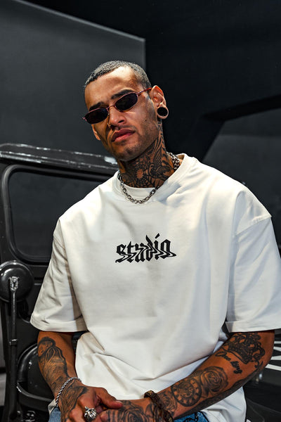 Studio Butterfly Print Oversize White T-shirt