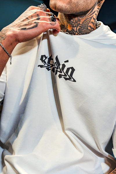 Studio Butterfly Print Oversize White T-shirt