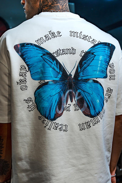 Studio Butterfly Print Oversize White T-shirt