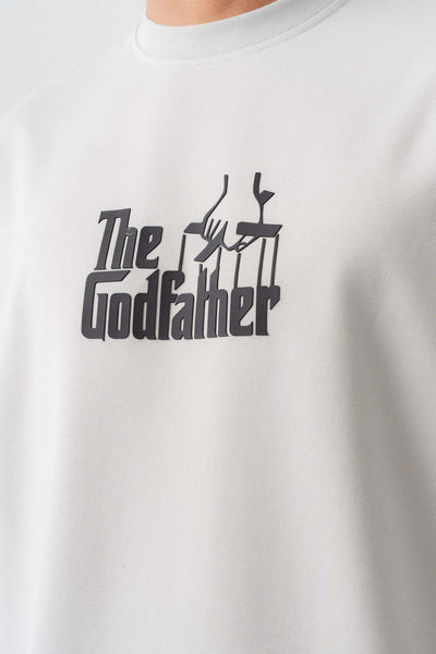 The Godfather Gri Oversize Baskılı T-Shirt