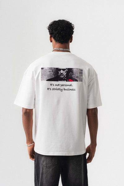 The Godfather Beyaz Oversize Baskılı T-Shirt