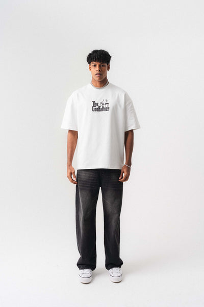 The Godfather Beyaz Oversize Baskılı T-Shirt