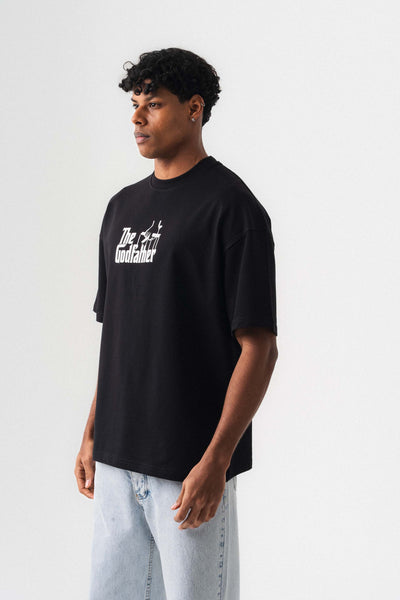 The Godfather Siyah Oversize Baskılı T-Shirt
