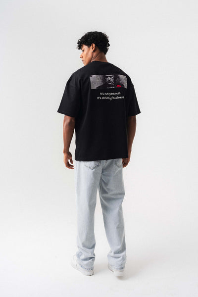 The Godfather Siyah Oversize Baskılı T-Shirt