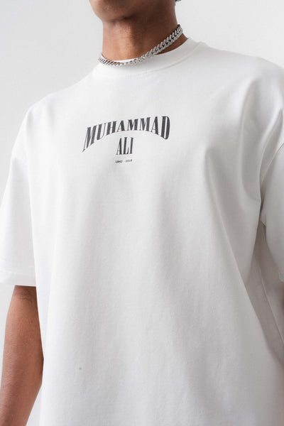 The Greatest Muhammed Ali Beyaz Oversize Baskılı T-Shirt
