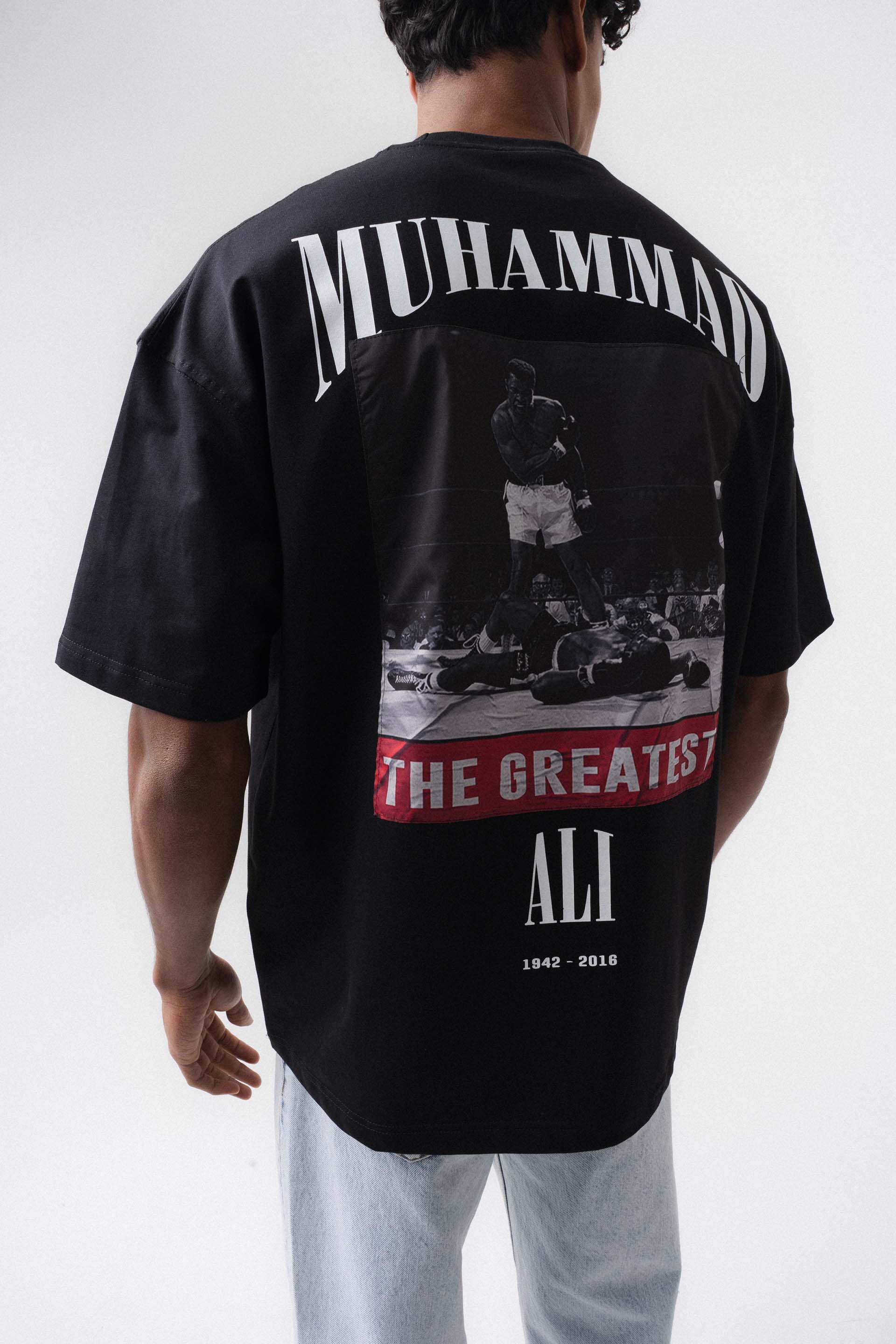 The Greatest Muhammed Ali Siyah Oversize Baskılı T-Shirt