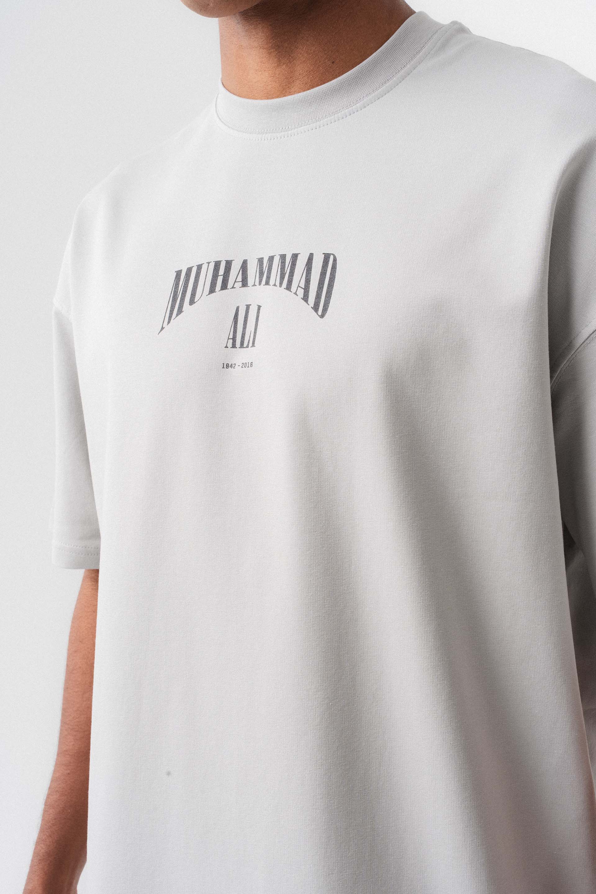 The Greatest Muhammed Ali Gri Oversize Baskılı T-Shirt