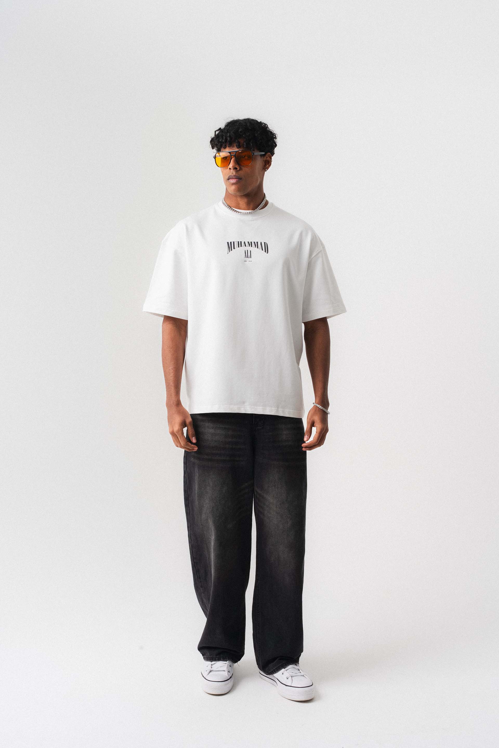 The Greatest Muhammed Ali Beyaz Oversize Baskılı T-Shirt