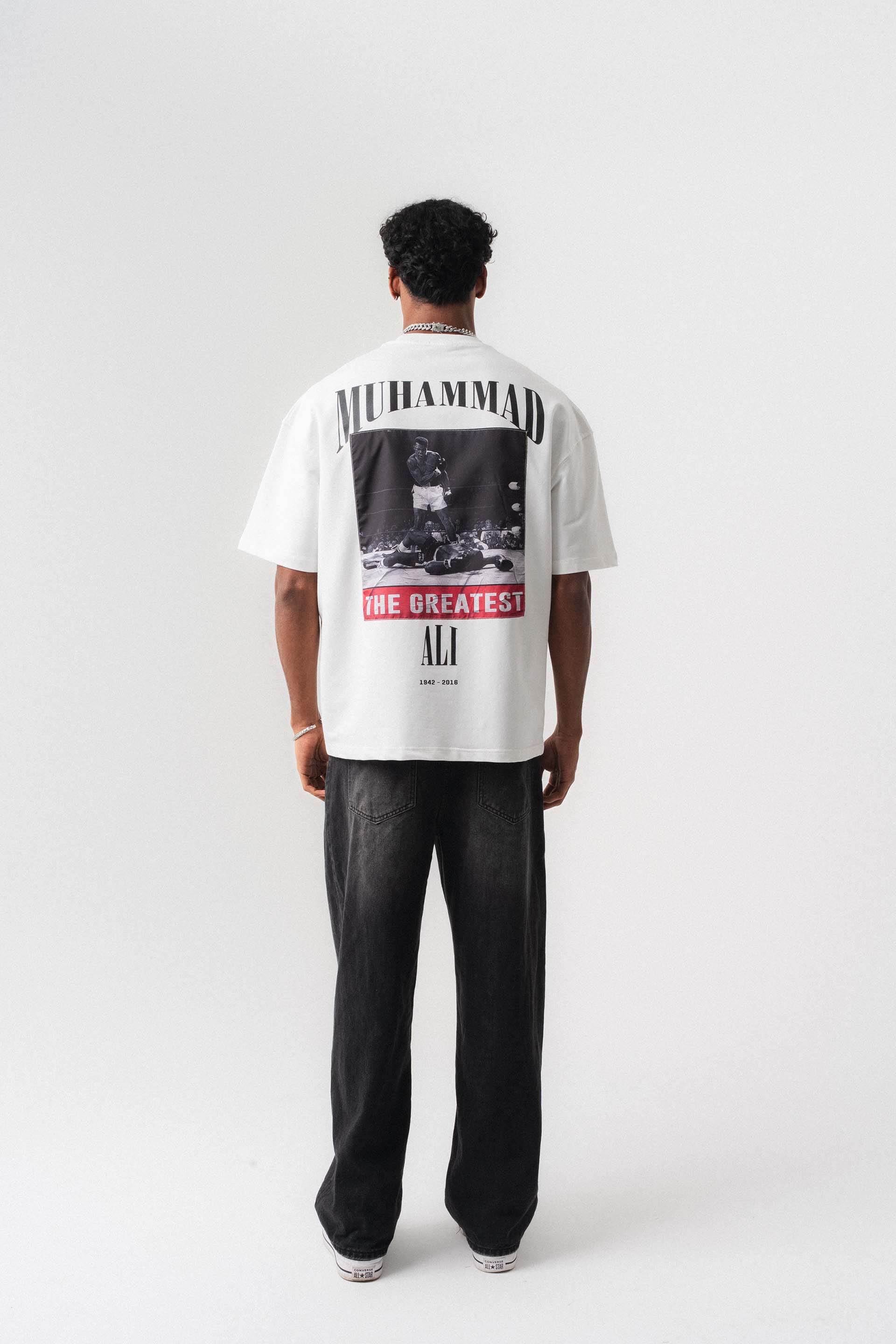 The Greatest Muhammed Ali Beyaz Oversize Baskılı T-Shirt