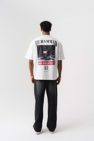 The Greatest Muhammed Ali Beyaz Oversize Baskılı T-Shirt