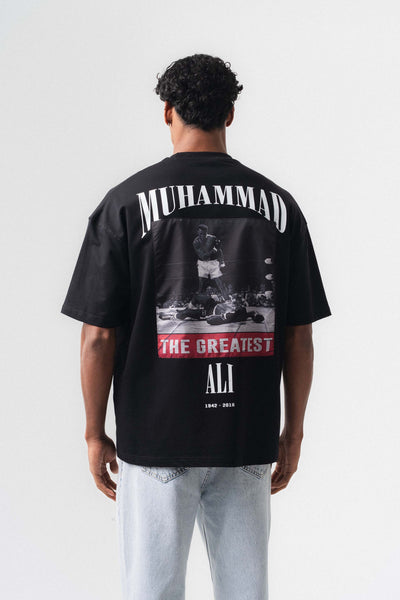 The Greatest Muhammed Ali Siyah Oversize Baskılı T-Shirt