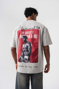 The Greatest Muhammed Ali Gri Oversize Baskılı T-Shirt