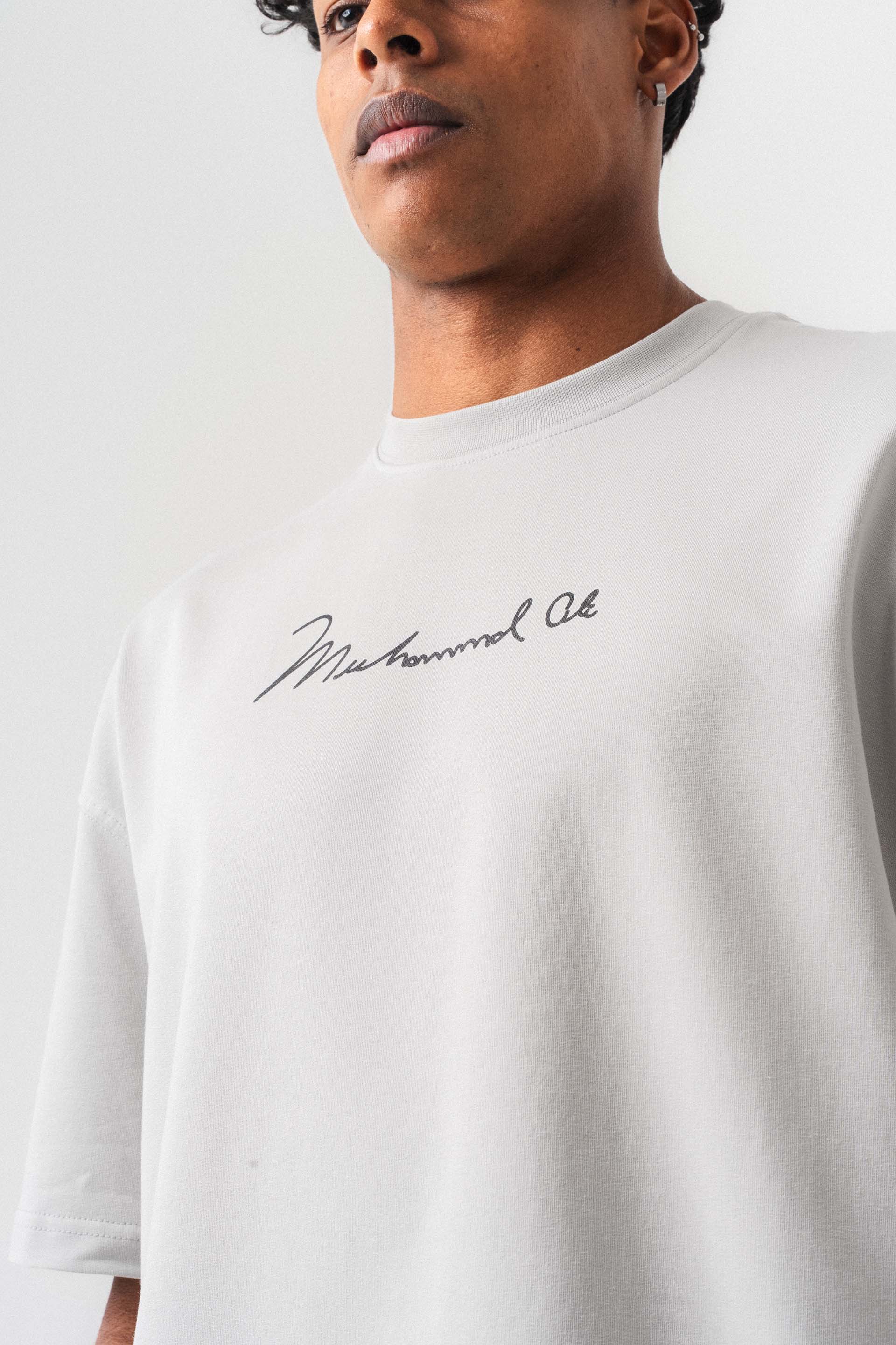 The Greatest Muhammed Ali Gri Oversize Baskılı T-Shirt
