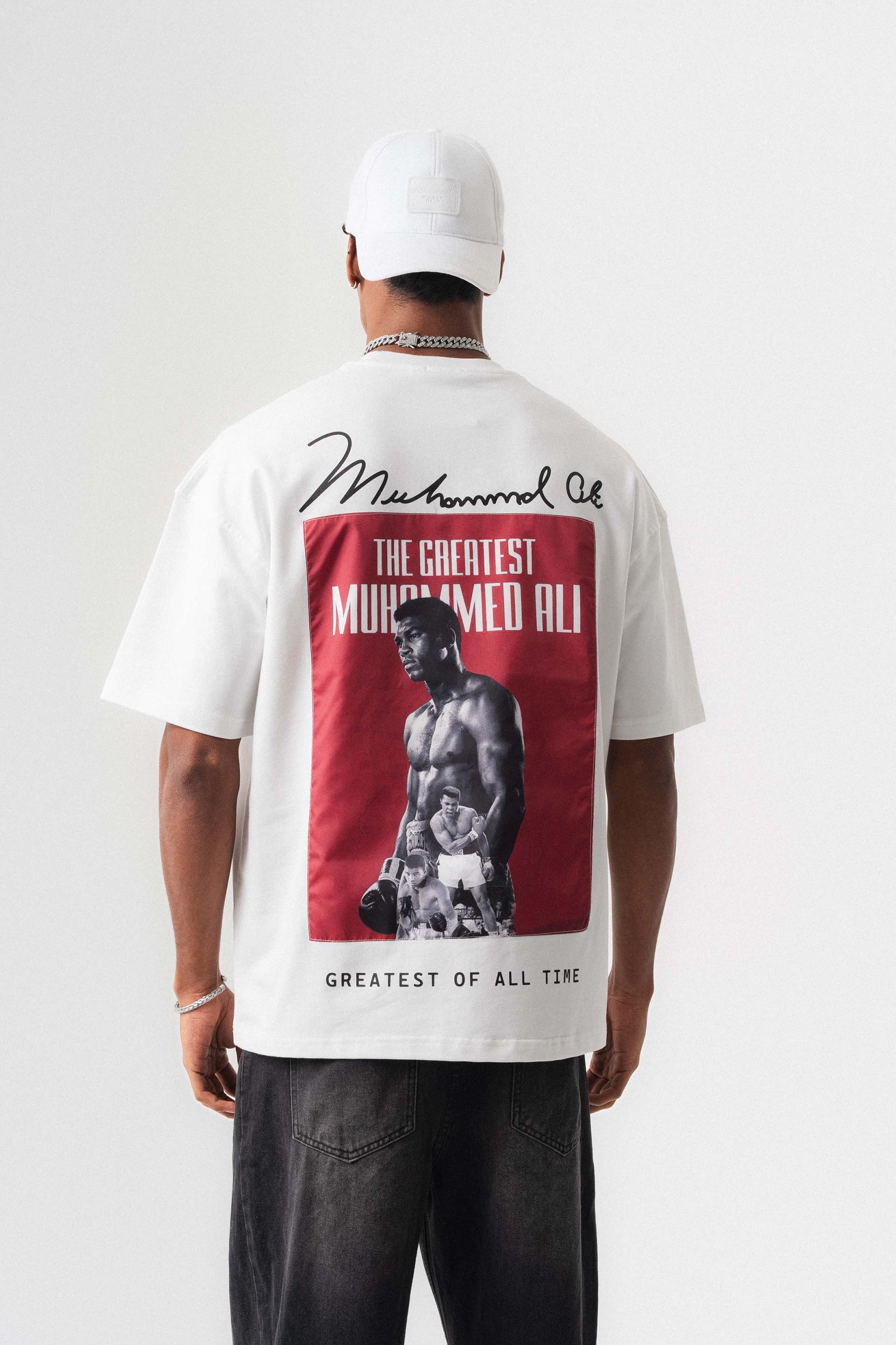The Greatest Muhammed Ali Beyaz Oversize Baskılı T-Shirt