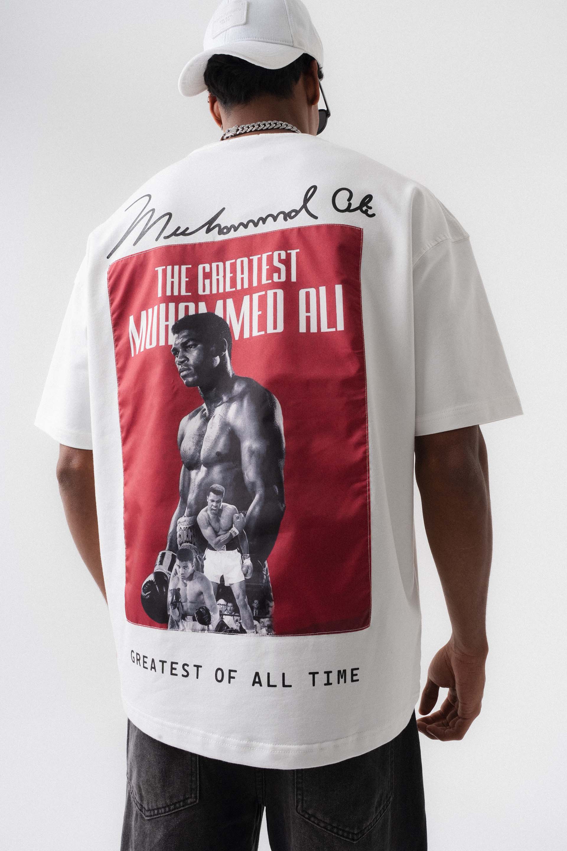 The Greatest Muhammed Ali Beyaz Oversize Baskılı T-Shirt