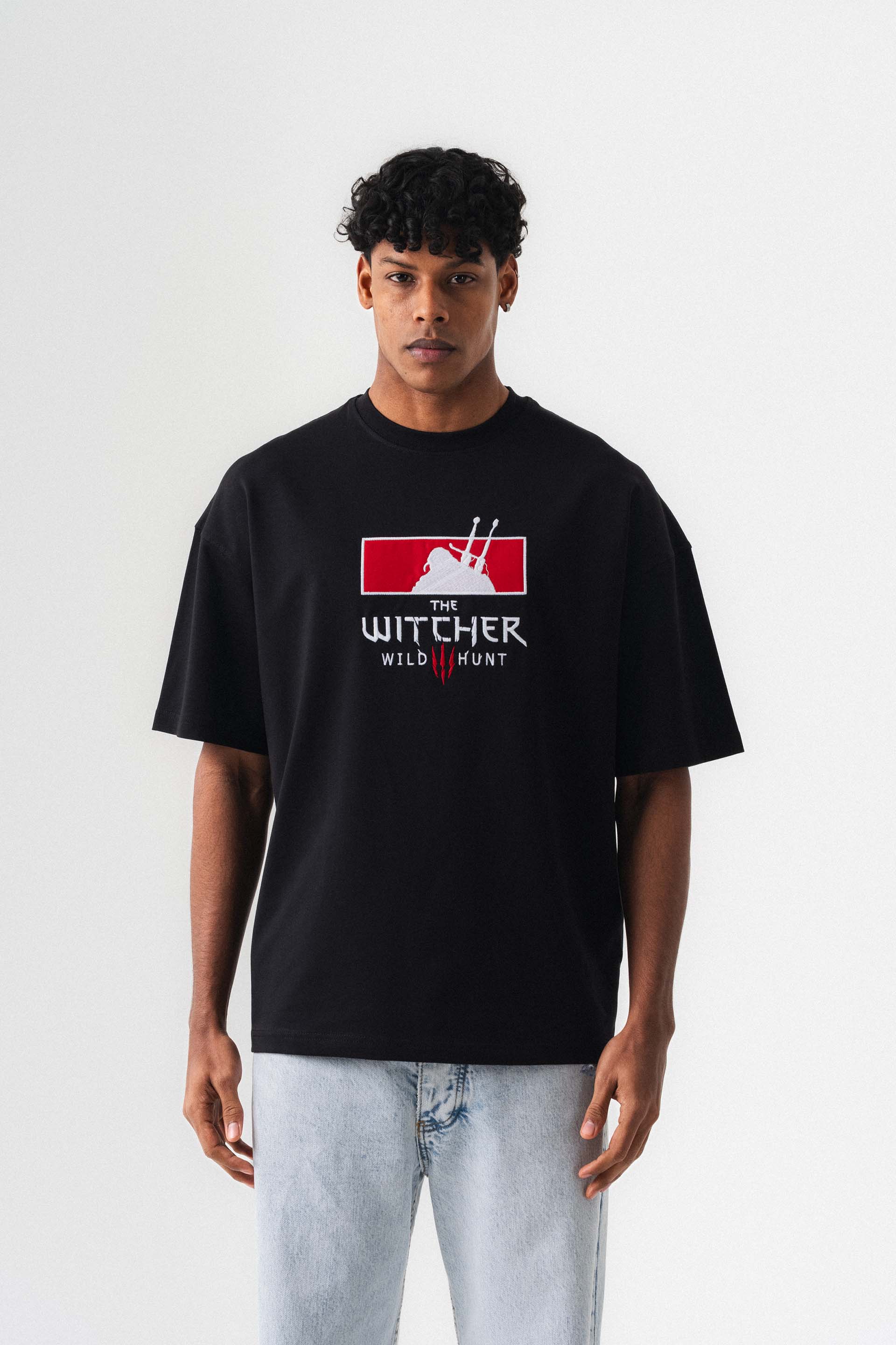 The Witcher Siyah Oversize Baskılı T-Shirt