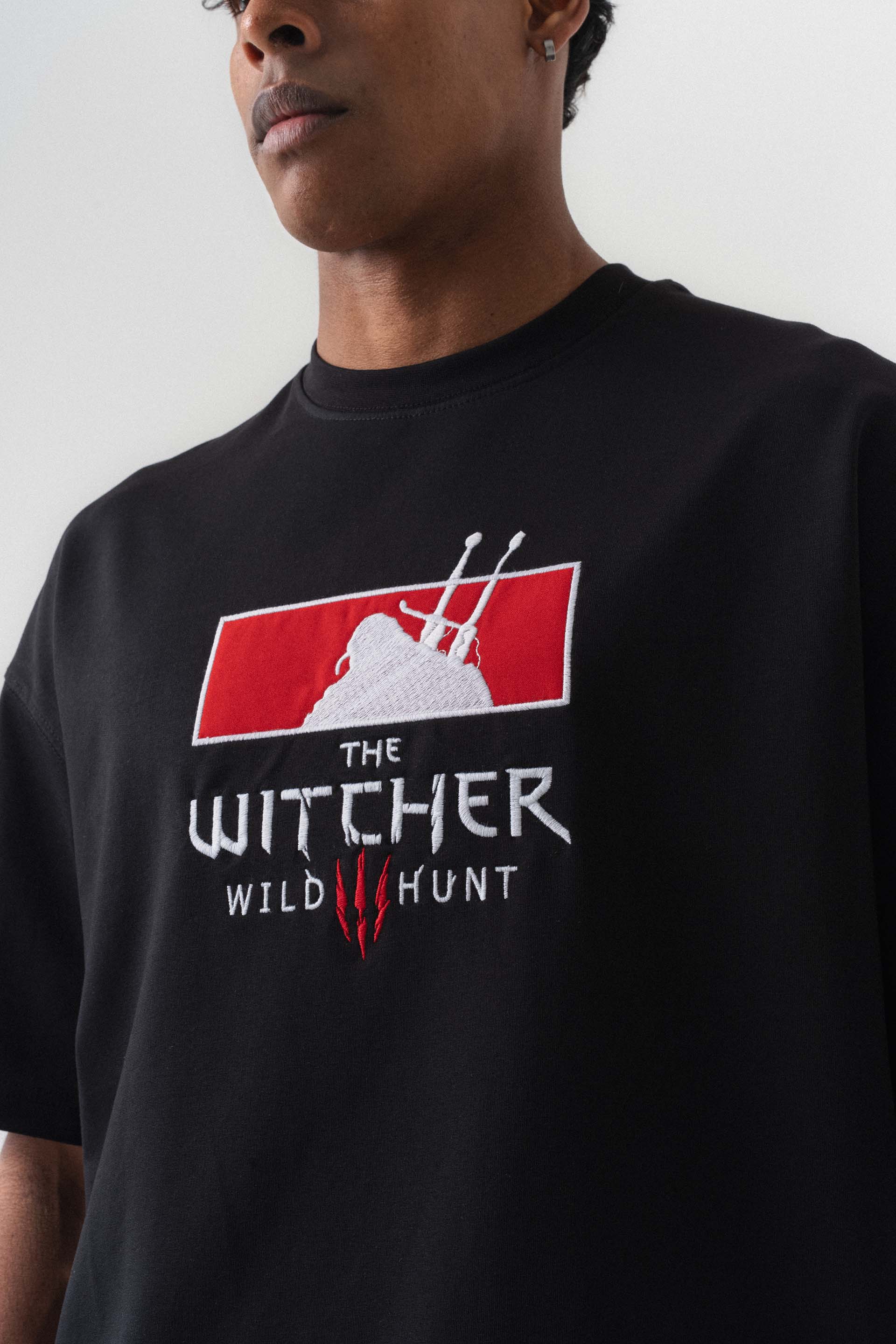 The Witcher Siyah Oversize Baskılı T-Shirt
