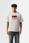 The Witcher Gri Oversize Baskılı T-Shirt