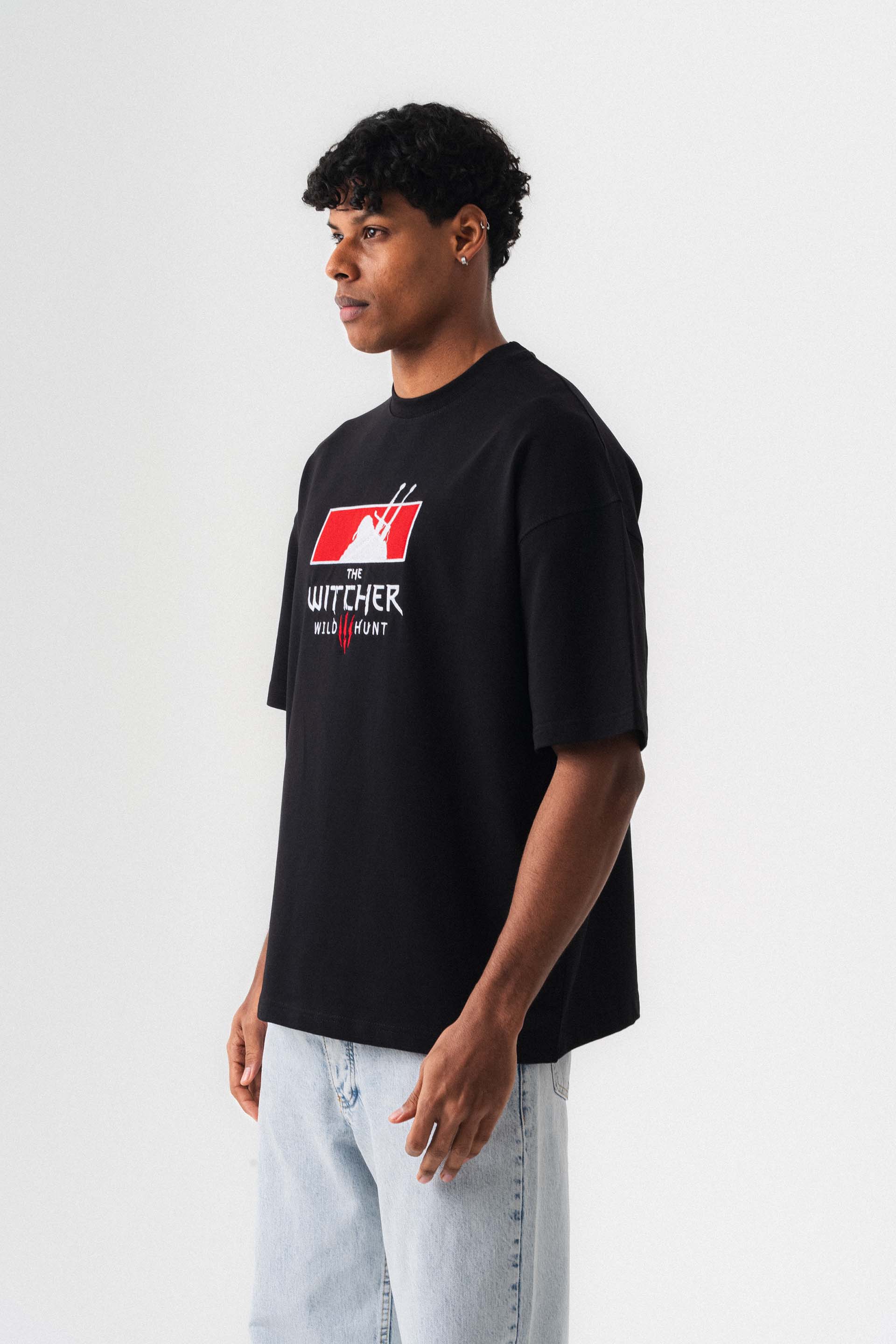 The Witcher Siyah Oversize Baskılı T-Shirt