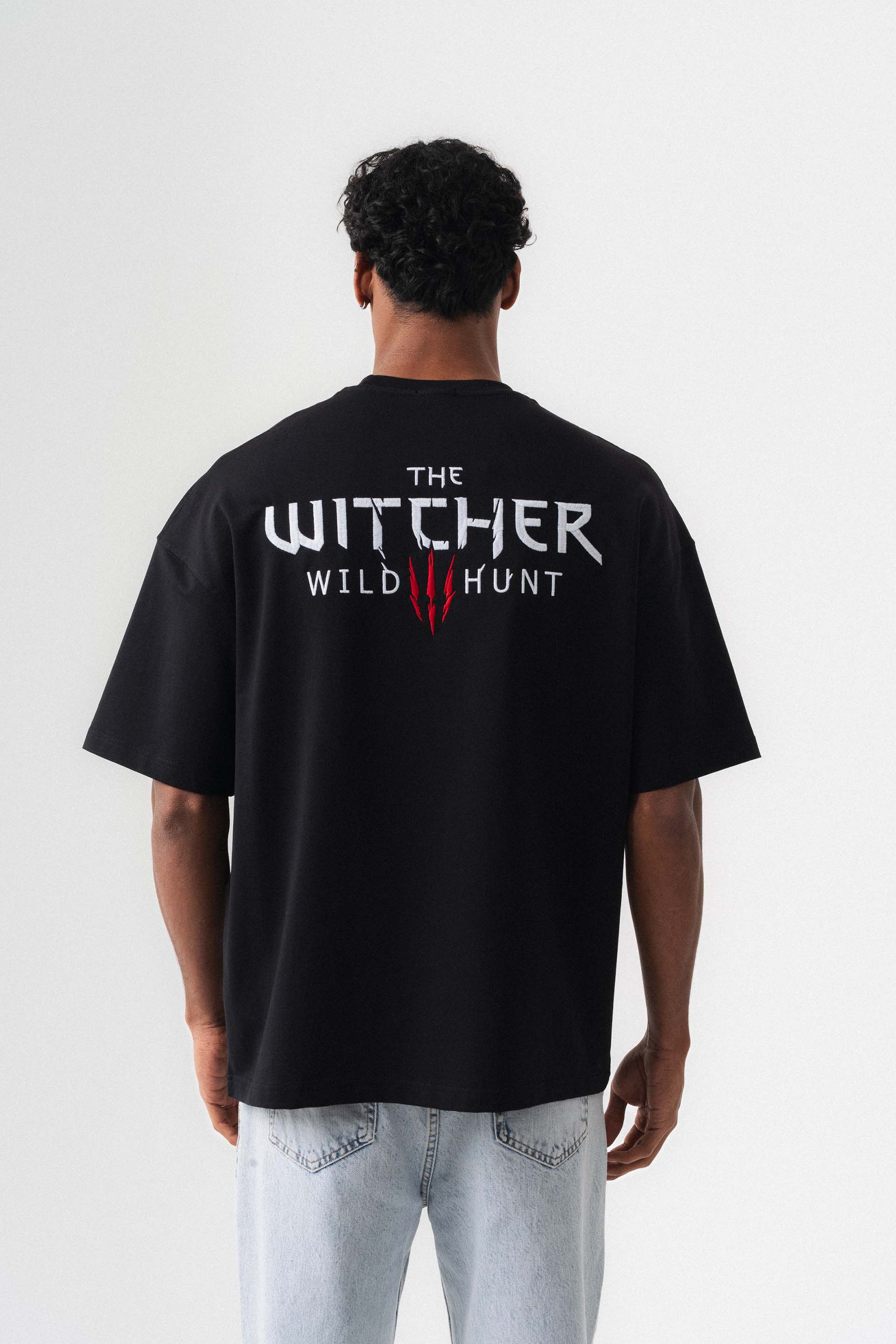 The Witcher Siyah Oversize Baskılı T-Shirt