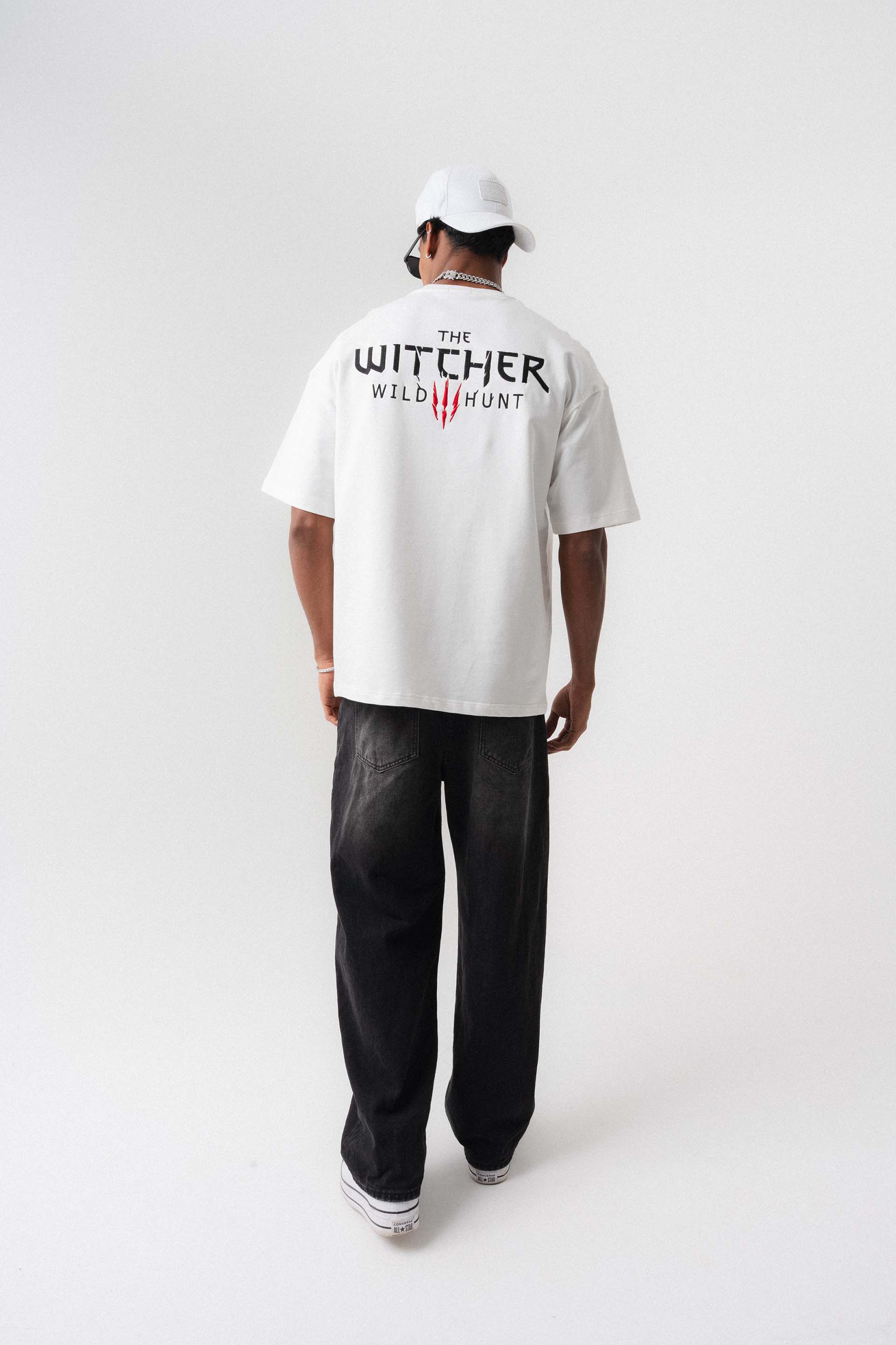 The Witcher Beyaz Oversize Baskılı T-Shirt