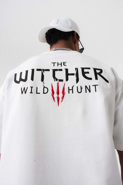 The Witcher Beyaz Oversize Baskılı T-Shirt