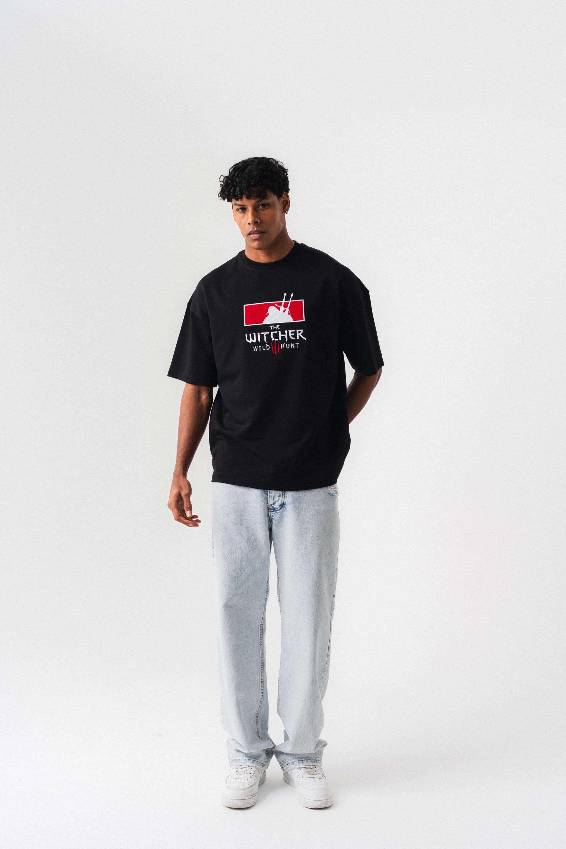 The Witcher Siyah Oversize Baskılı T-Shirt