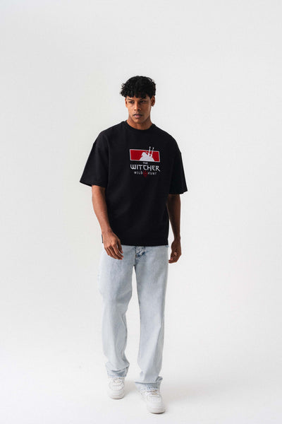 The Witcher Siyah Oversize Baskılı T-Shirt