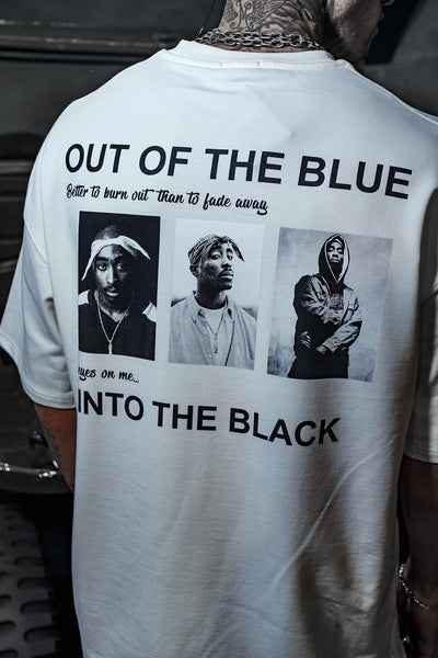 Tupac Into Black Printed Oversize White T-shirt