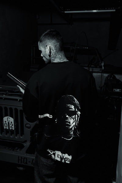 Travis Scott Back Picture Printed Oversize Black T-shirt