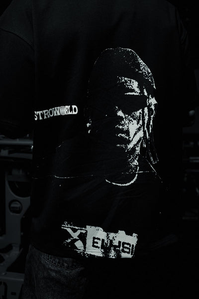 Travis Scott Back Picture Printed Oversize Black T-shirt