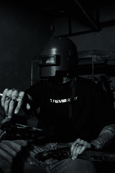 Travis Scott Back Picture Printed Oversize Black T-shirt