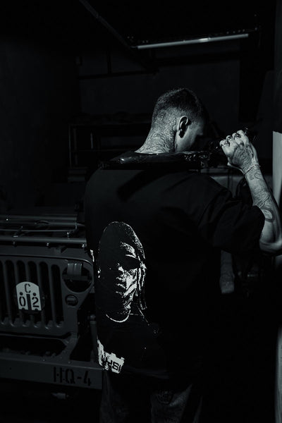 Travis Scott Back Picture Printed Oversize Black T-shirt