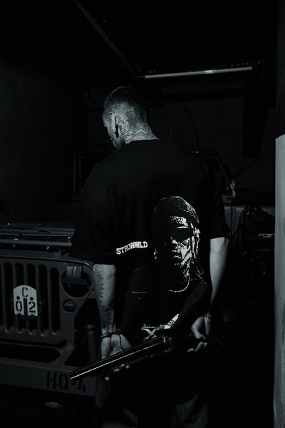 Travis Scott Back Picture Printed Oversize Black T-shirt