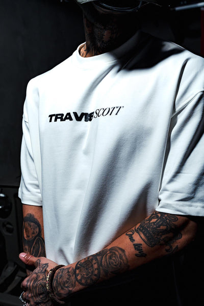 Travis Scott Oversize White T-shirt with Back Picture Print