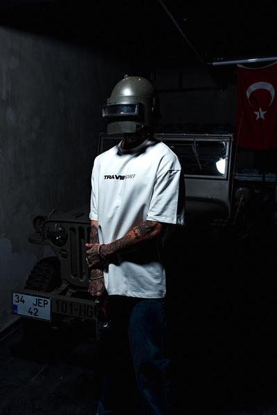 Travis Scott Oversize White T-shirt with Back Picture Print