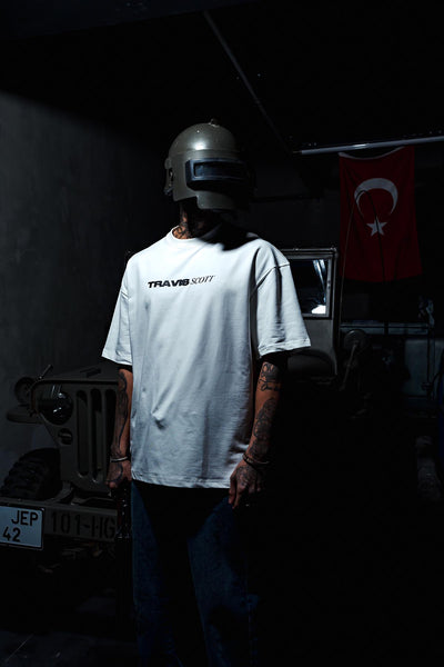 Travis Scott Oversize White T-shirt with Back Picture Print