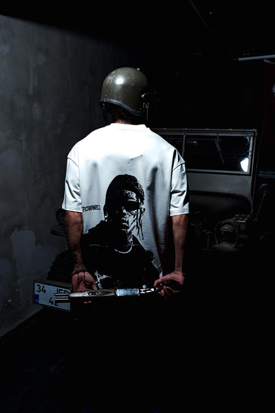 Travis Scott Oversize White T-shirt with Back Picture Print