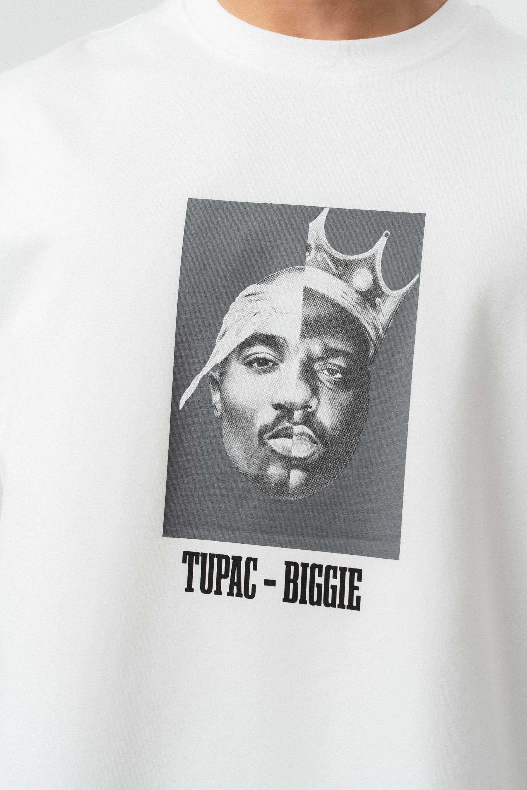 Tupac Biggie Baskılı Beyaz Oversize Baskılı T-Shirt