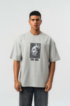 Tupac Biggie Baskılı Gri Oversize Baskılı T-Shirt