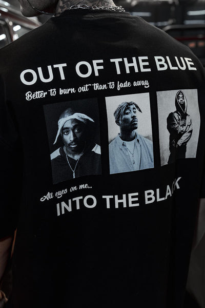 Tupac Into Black Printed Oversize Black T-shirt