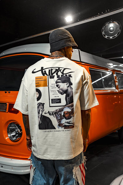 Tupac I See Patch Printed Oversize White T-Shirt
