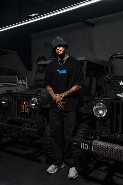 TheStars Bird Print Oversize Black T-Shirt