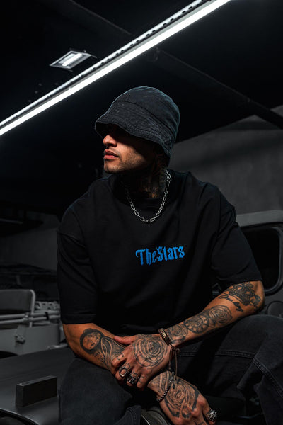TheStars Bird Print Oversize Black T-Shirt