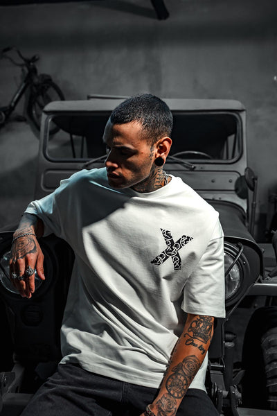 X Very Cool Printed Oversize White T-Shirt