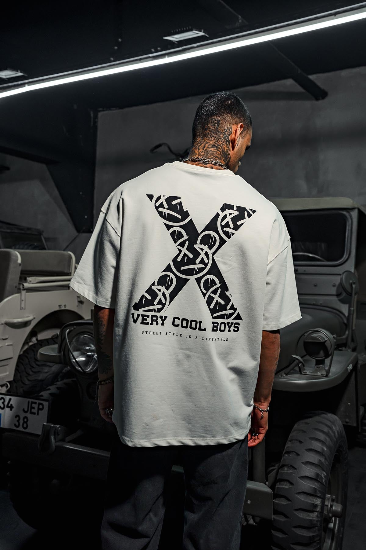 X Very Cool Baskılı Oversize Beyaz T-Shirt