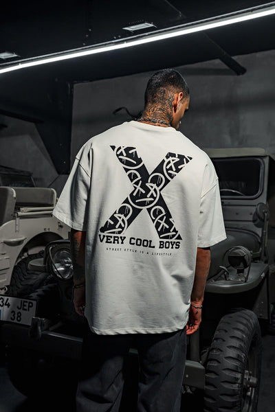 X Very Cool Printed Oversize White T-Shirt