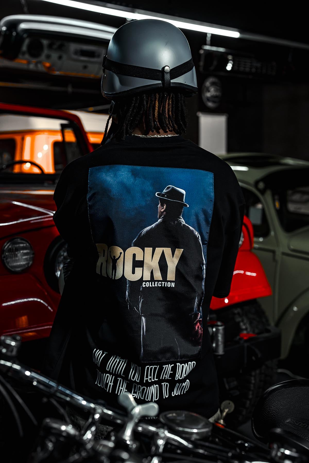 Rocky Balboa Collection Patchli Oversize Siyah T-Shirt